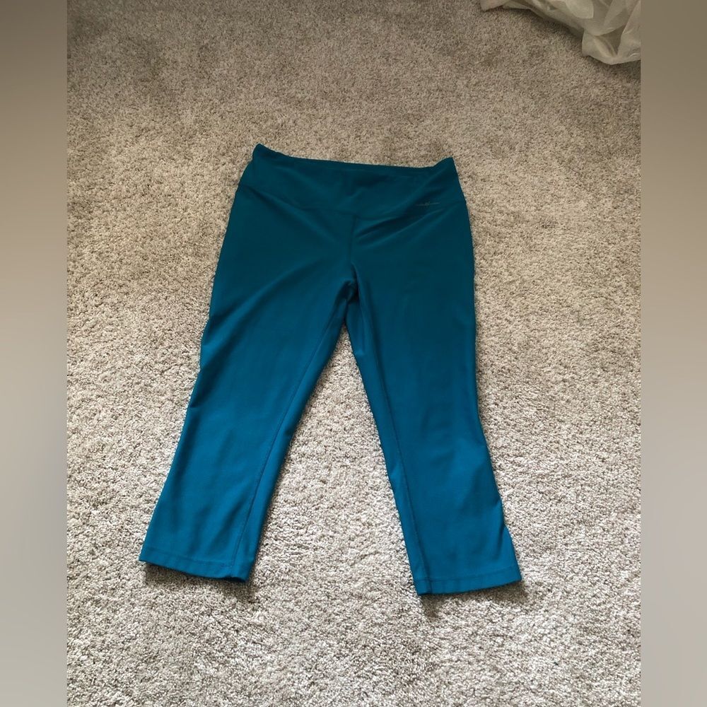 Eddie Bauer Teal Blue Capri Compression Athletic Pants Womens Medium